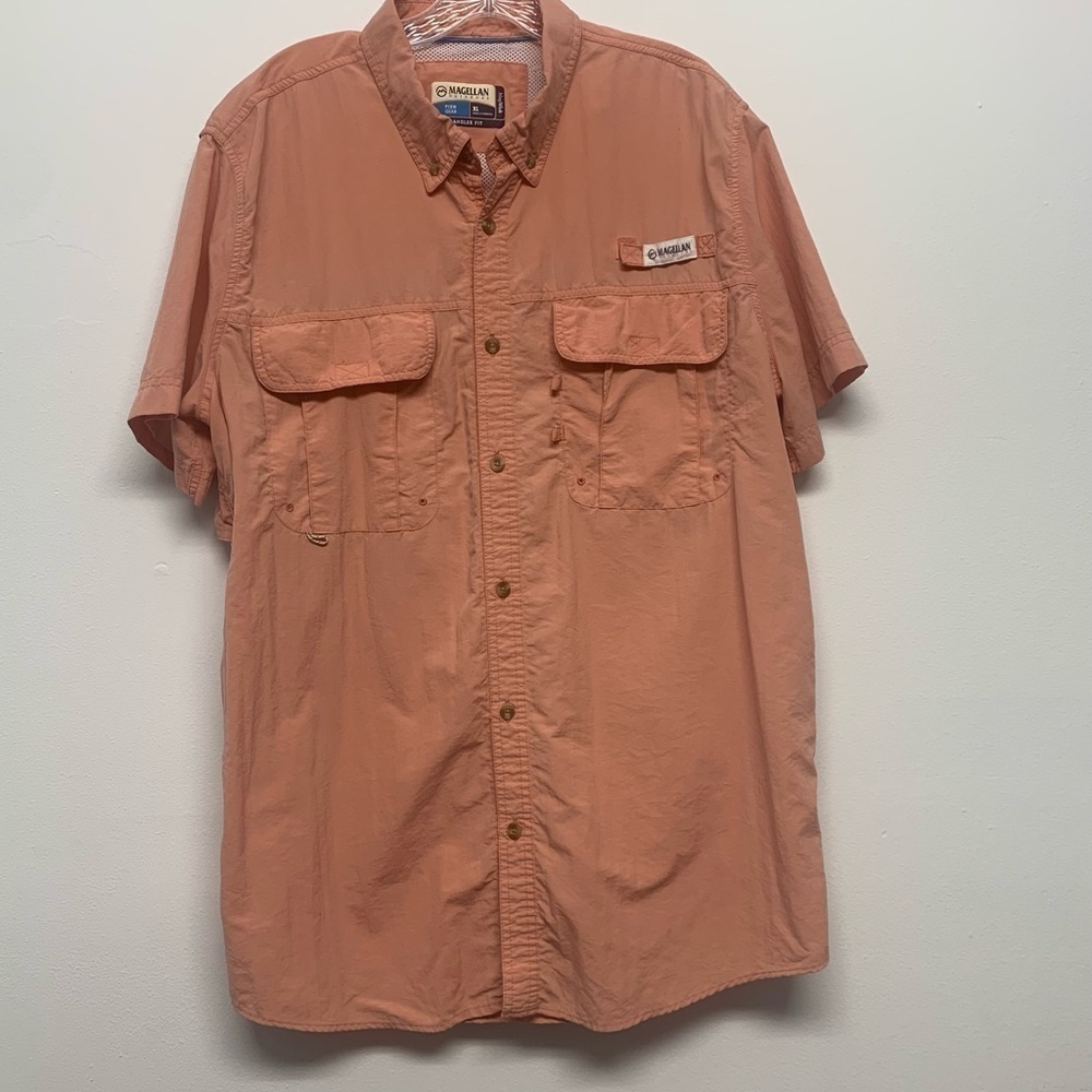 Magellan Outdoors Men's Shirt XL Orange Vented Fishing Shirt